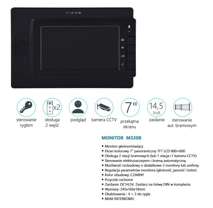 Vidos M320B – Monitor wideodomofonowy